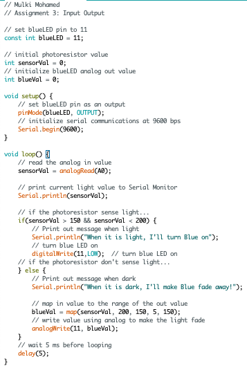 The arudino code to my circuit: