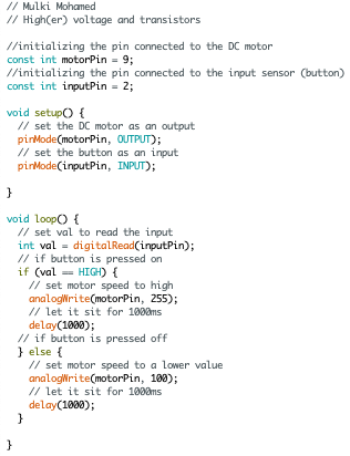 The arudino code to my circuit: